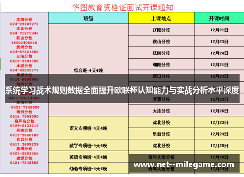 系统学习战术规则数据全面提升欧联杯认知能力与实战分析水平深度